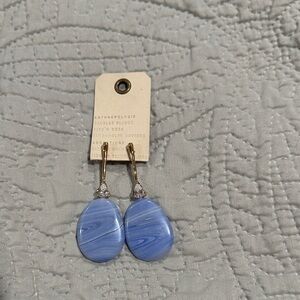 Anthropologie Swirled Blue and Gold Earrings